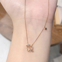 新款扭转星星项链女心愿流星锁骨链钻石吊坠网红气质潮流饰品批发