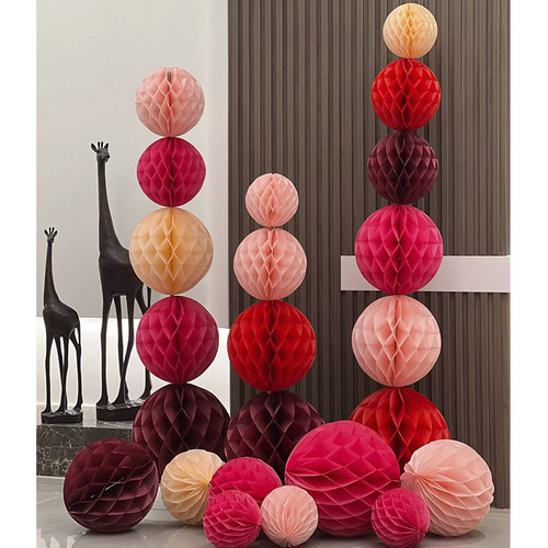 Factory Wholesale Honeycomb Column Wedding Party Background Wall Decoration Little Red Book Wedding Room Honeycomb Hanging Lantern