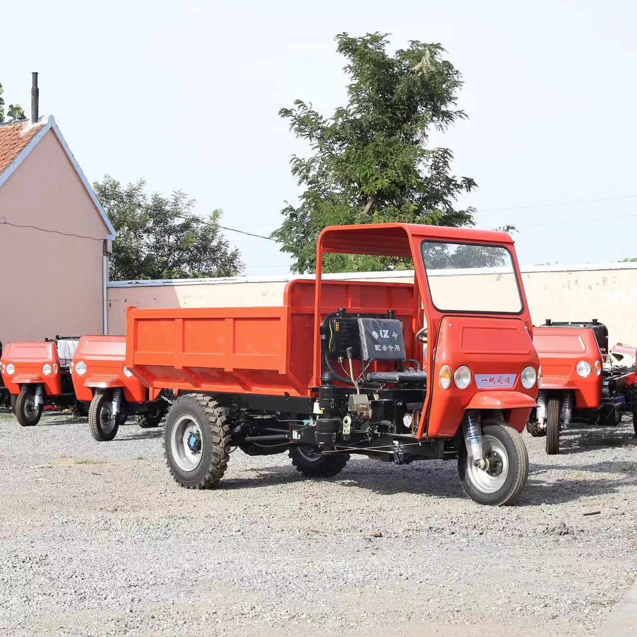 简易棚工地液压自卸翻斗车农用大马力三开门拉粮王柴油三轮车