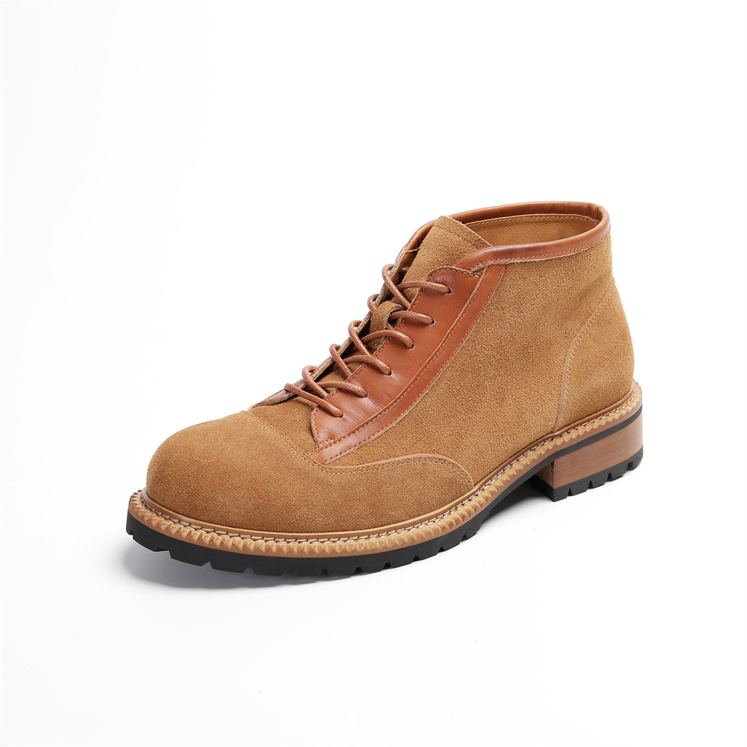 2025 New Style Boots Men's Mid-Top High-Top Retro British Style Suede Leather Short Boots Casual Work Boots Leather Boots