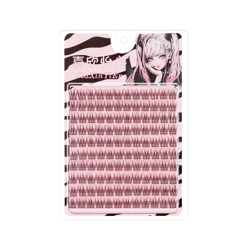 分段式假睫毛细黑梗三连鱼尾自然单簇自嫁接眼睫毛 仿真素颜睫毛