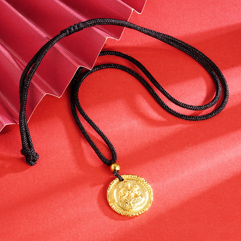 Arena dorada verde madre Zhan Bala tibetano collar de placa redonda textura masculina y femenina estilo nacional accesorios estilo nacional fuente de productos