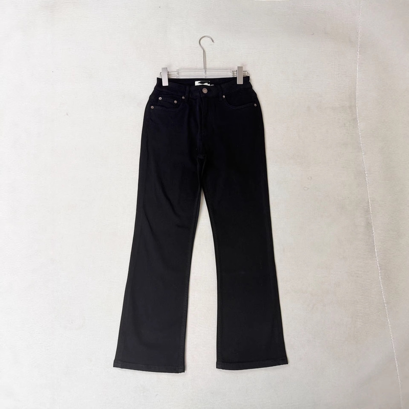Women's Tb Black High-Waisted Stretch Cotton Comfortable Slimming Nanyou Style Versatile Slightly Flared Cropped Jeans