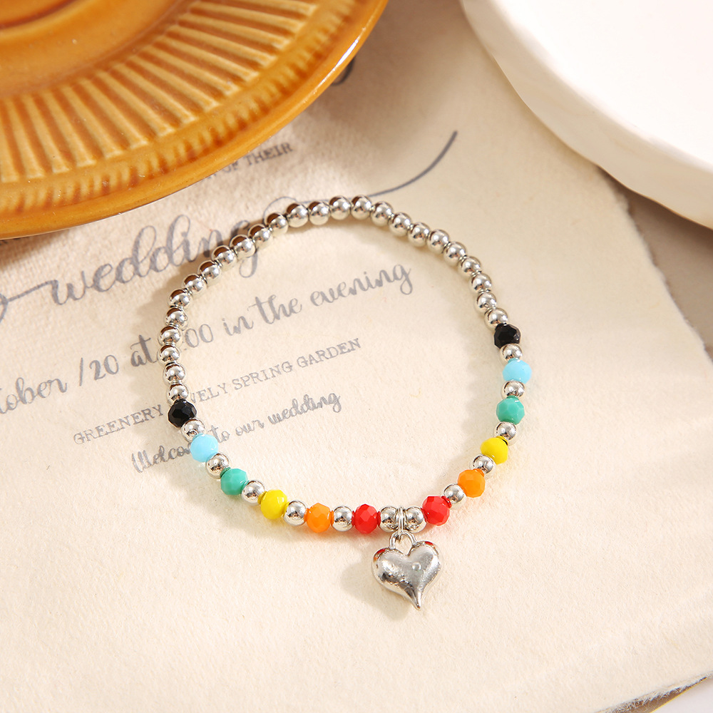 Perlearmbånd med regnbue smiley og hjerte_voghion.com