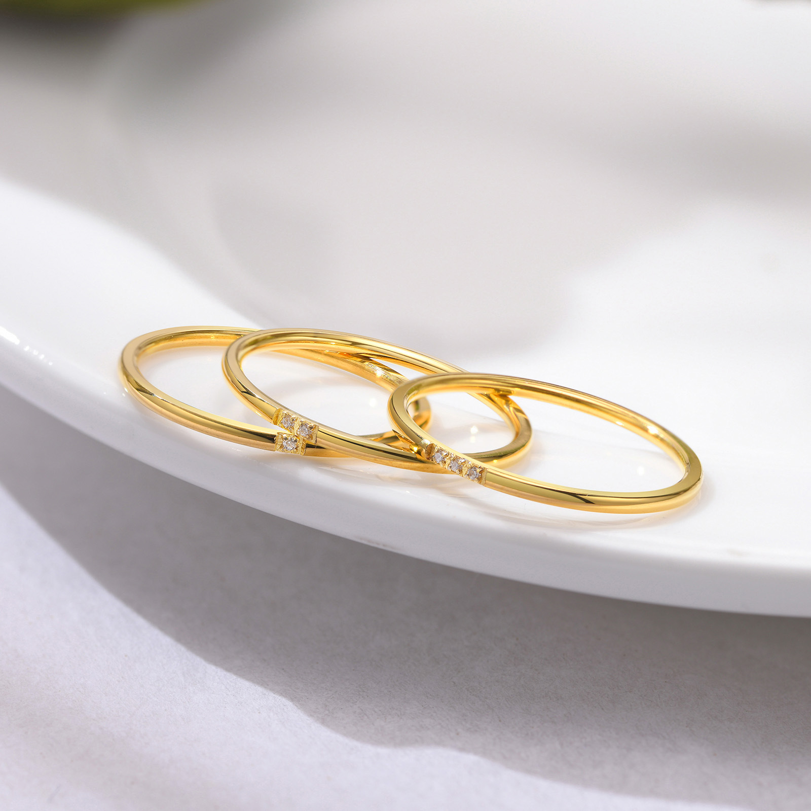 Simple Style Geometric Titanium Steel Rings Inlay Zircon Stainless Steel Rings