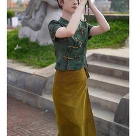 2025超火夏装穿搭短款小衬衫女装新中式国风改洋气上衣女外穿小衫