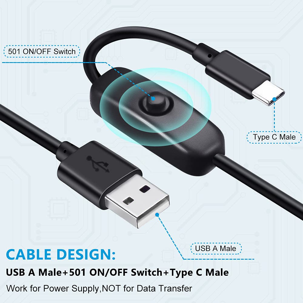 Switch typec charging line usb halfway switch line 1.2 meters button switch line Type-c switch line