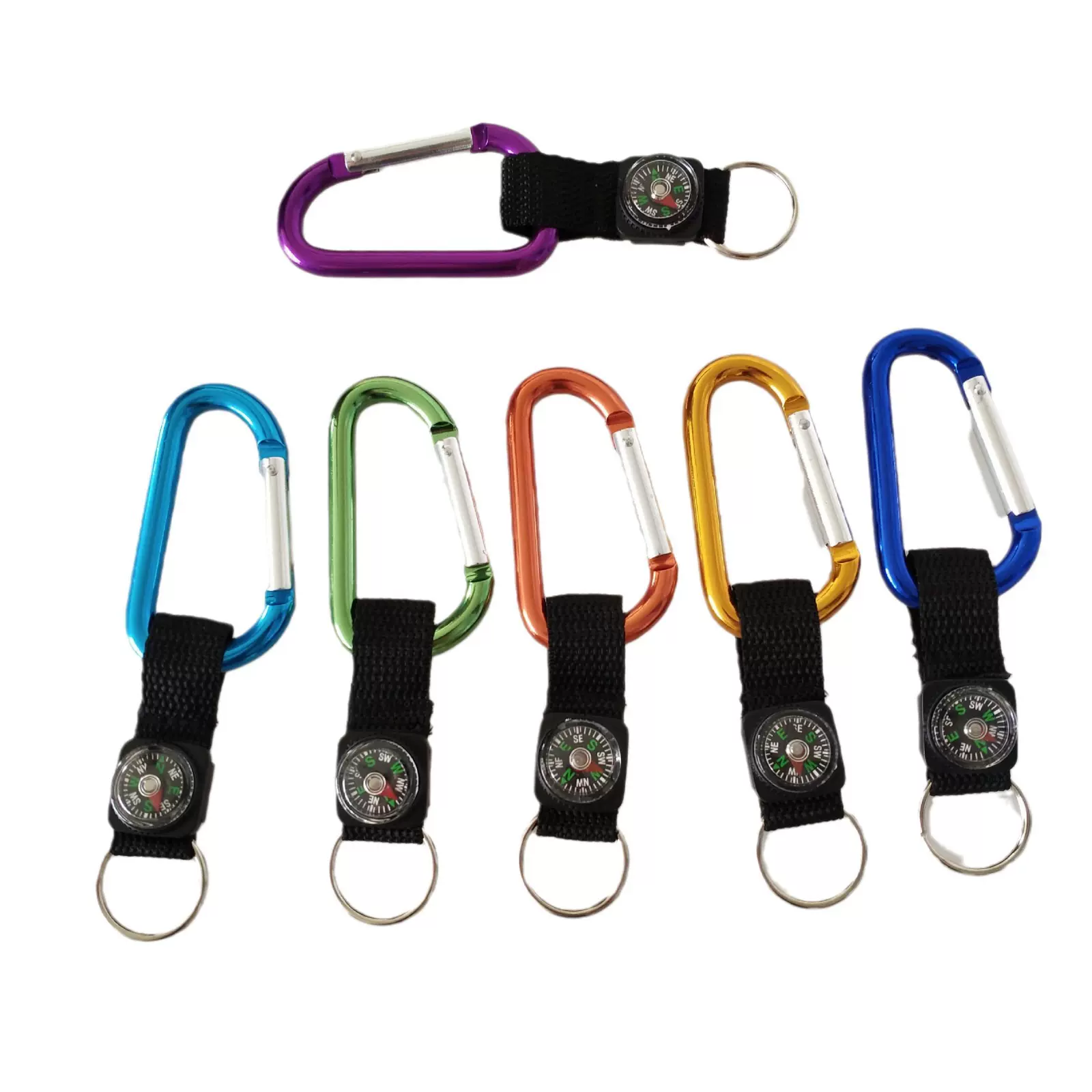 6061航空铝登山扣无油指南针织带可印刷或镭射logo品质好厂价大卖