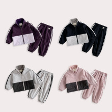 婴童男女宝休闲韩版加绒套装2024时尚洋气潮流男女童外套一件代发