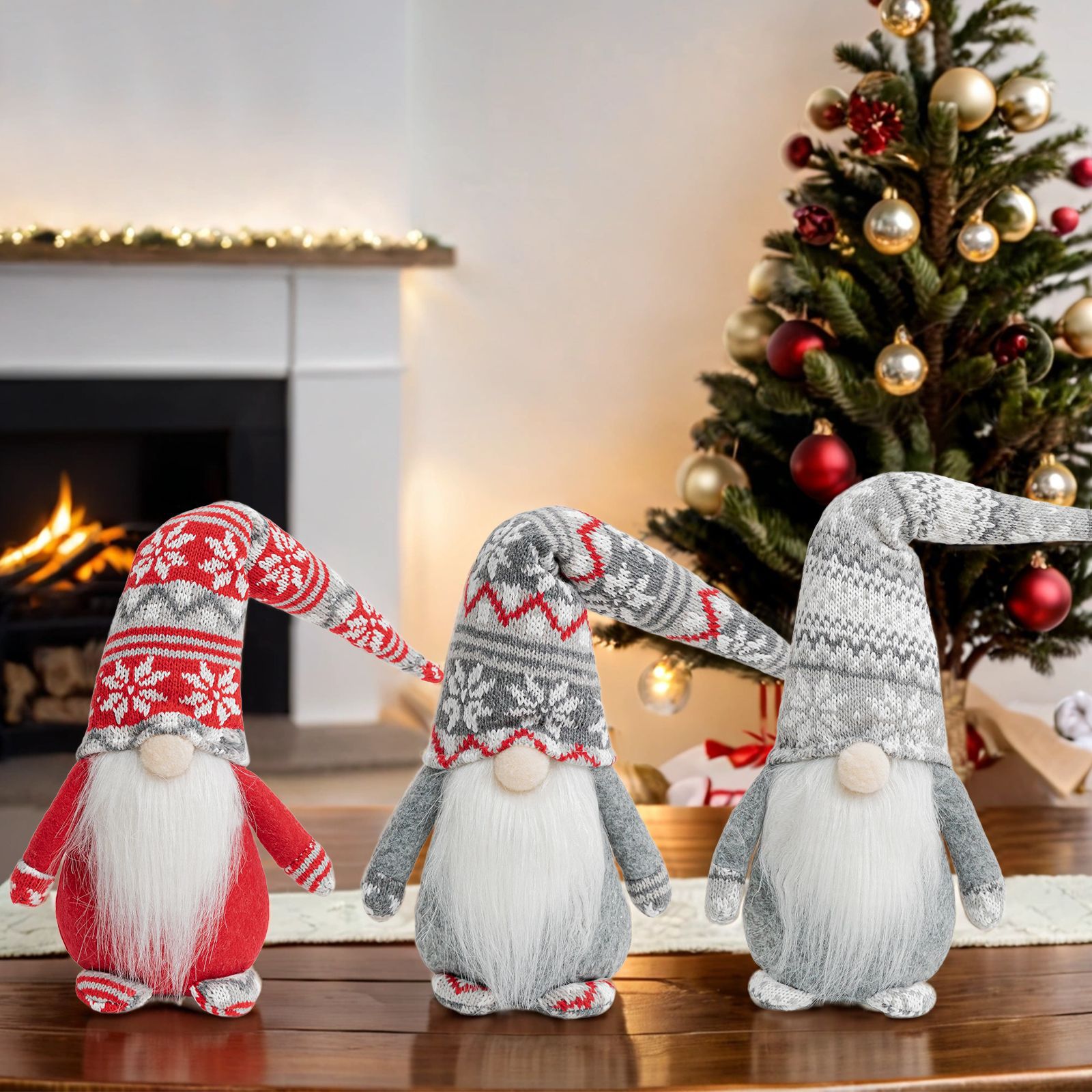 Navidad transfronteriza muñeca sin cara de punto gorro de copo de nieve encantador duende enano Rudolph muñeca decoración