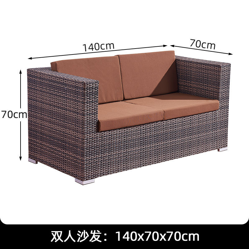 Sofá de ratán nórdico al aire libre B & B Hotel Restaurante Sofá de ratán Balcón Sofá Silla Juego de tres piezas al aire libre