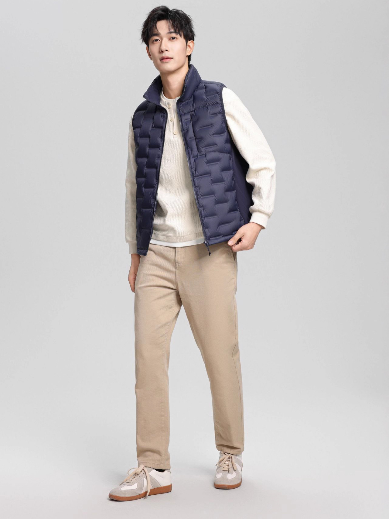 Otoño ligero hombre chaqueta de plumón prensado chaleco de cuello vertical otoño invierno ocio moda universal chaleco cálido cómodo