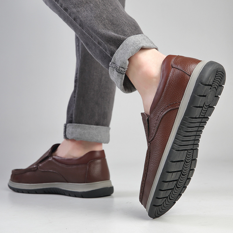 Otoño casual slip-on zapatos de los hombres bajos-top slip-on zapatos de los hombres de mediana edad y ancianos de fondo suave zapatos de papá