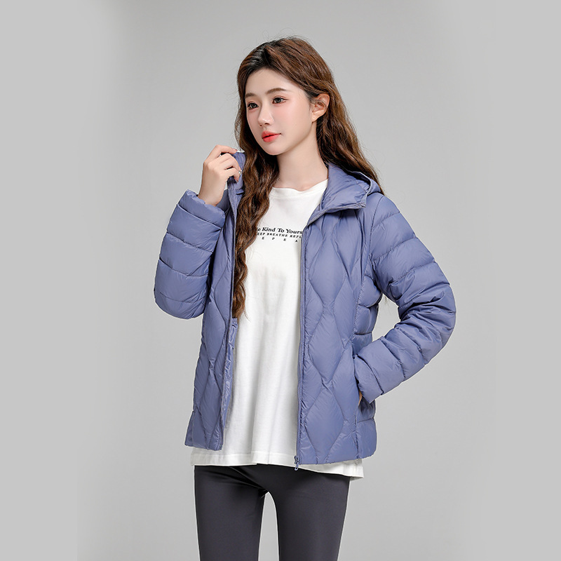 Chaqueta de plumón casual ligera de mujer moda polifacética blanca ligera caliente invierno y otoño abrigo delgado grande