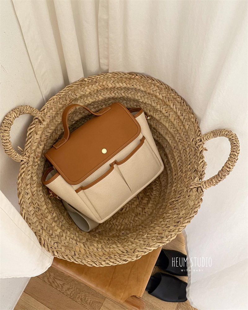 Damentasche, Mamatasche, Ausgehen, mehrere Fächer, große Kapazität, Umhängetasche aus leichtem Canvas für Mutter und Baby, tragbare Mamatasche_voghion.com