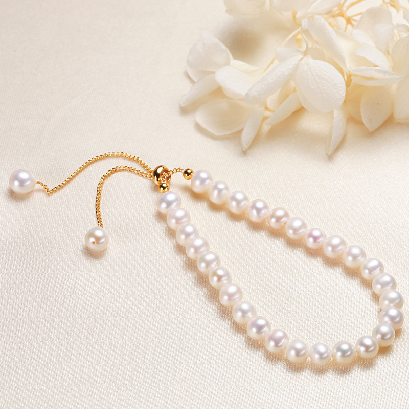 Suministro directo de pequeñas joyas, cuentas, puesto, fuente de pulsera de perlas, pulsera de perlas, pulsera de perlas de agua dulce barroca, mujer