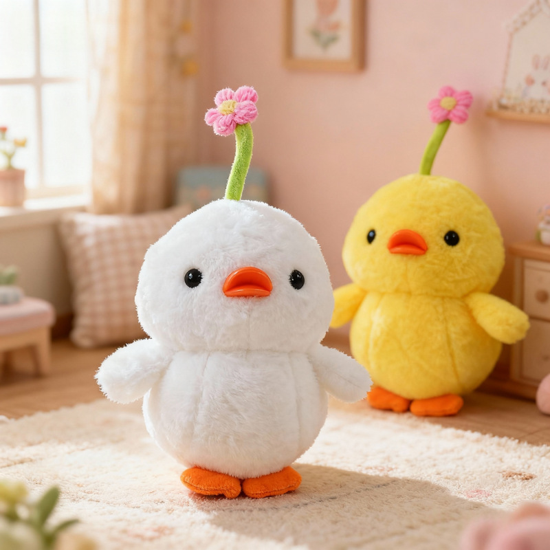 Cute alegre pollo juguete de peluche muñeca muñeca para niños agarrar muñeca mesa acompañada de decoración regalo de cumpleaños para chicas