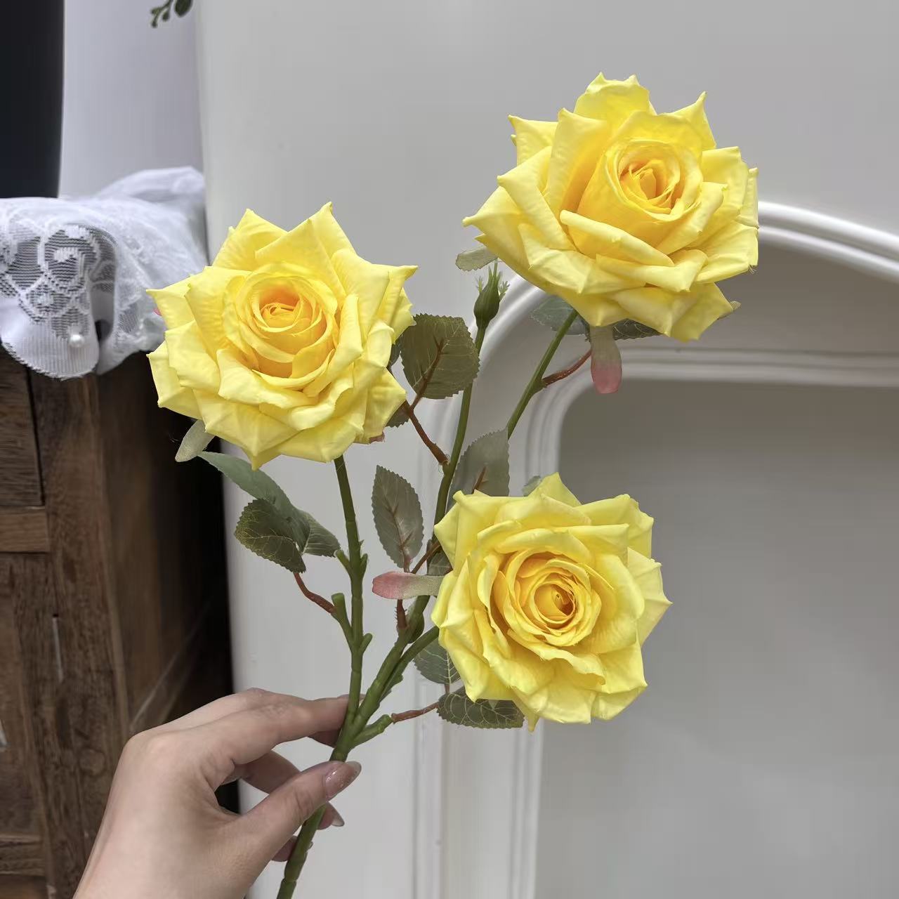 3송이 리치 장미 - 노란색 (코팅)
