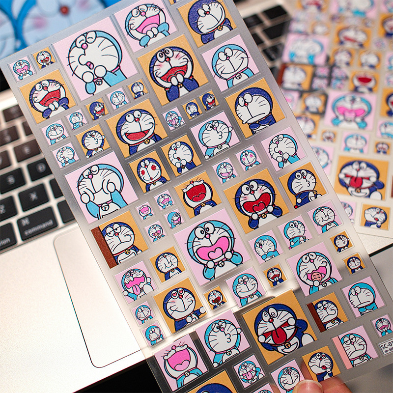 sky蓝胖子叮当哆啦A梦机器猫卡通可爱果冻美甲贴diy手账装饰贴纸