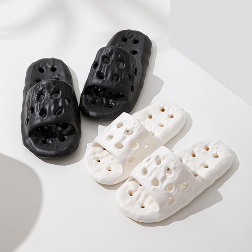 EVA leaking slippers bathroom non-slip couple stepping on shit soft bottom home use hollow quick-drying slippers summer wholesale