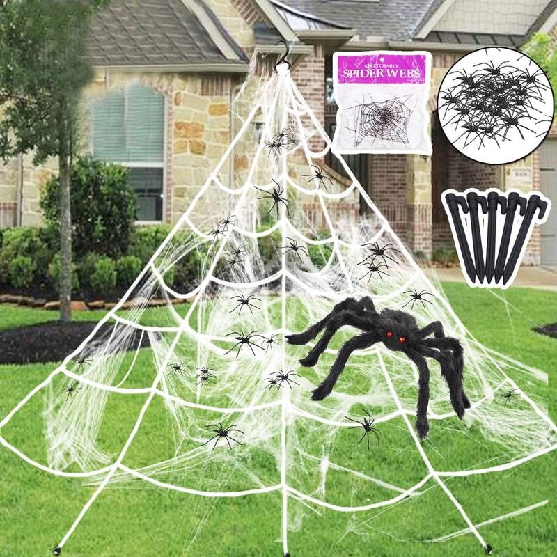 Halloween Decorations Spider Web Spider Silk Cotton Simulated Big Spider Bar Scene Layout Props Cross-Border Hot Sale