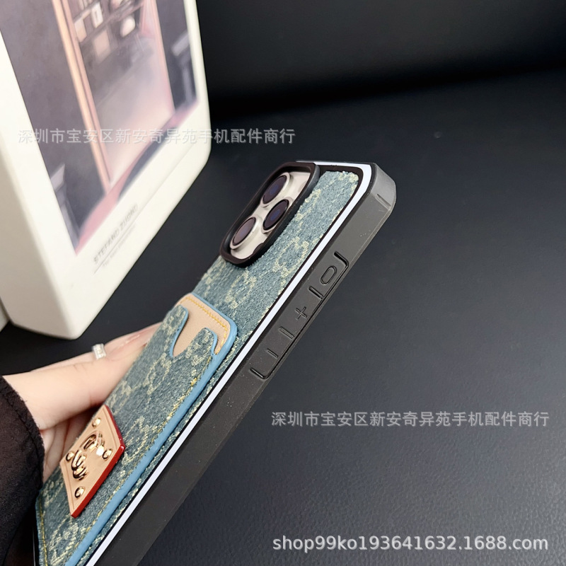 新款牛仔标签潮牌手机保护套适用iPhone16ProMax跨境苹果15手机壳|undefined