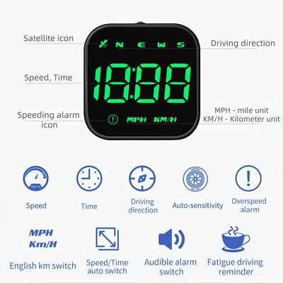 display for cars, GPS | Vehicle HUD - g4s-green-light-mini-gps-head-up-display-compatible-with-all-car-models