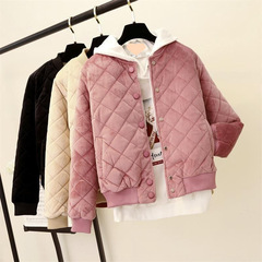 Cotton coat women's 2025 new winter Korean version Harajuku baseball uniform short gold velvet internet celebrity cotton coat trend