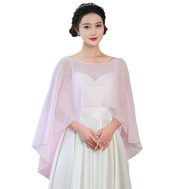 Chiffon Bridal Cloak Cape, Женский миди-пальто в стиле тренч, плюс-сайз, легкий