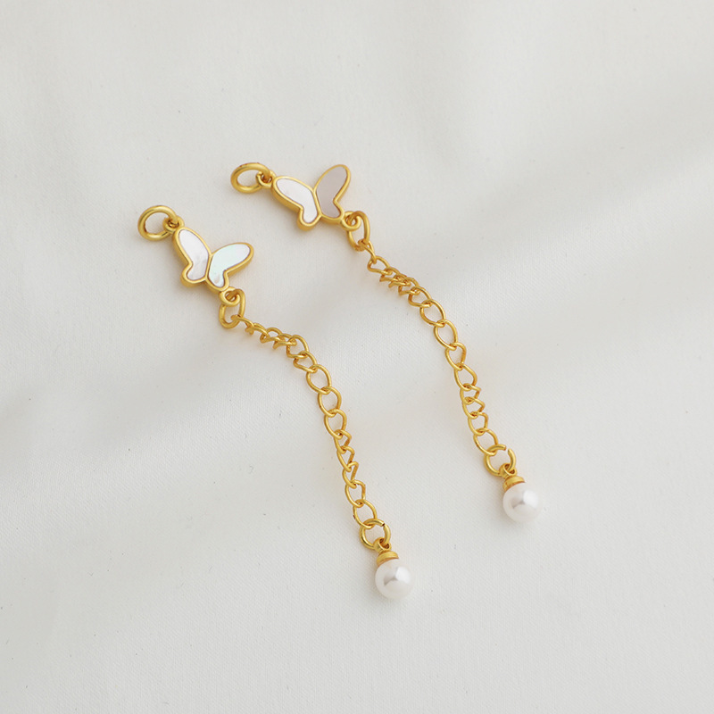 Sand gold bag gold color inlaid shell butterfly tail chain shell beads bracelet necklace finishing extension chain material diy handmade Sand gold bag gold color inlaid shell butterfly tail chain shell beads bracelet necklace finishing extension chain material diy handmade