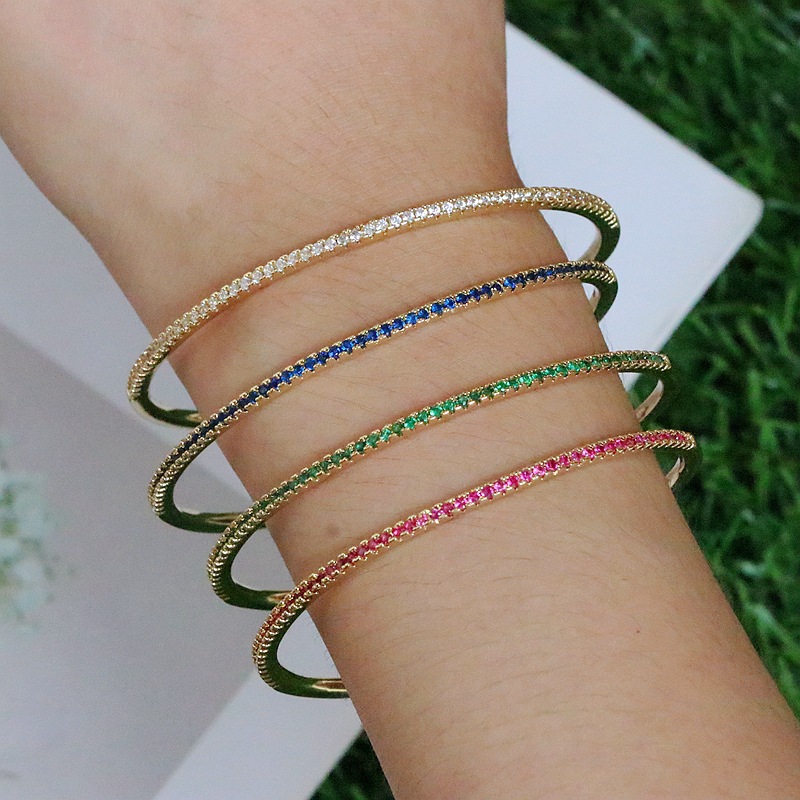 Fashion Geometric Copper Gold Plated Zircon Bangle