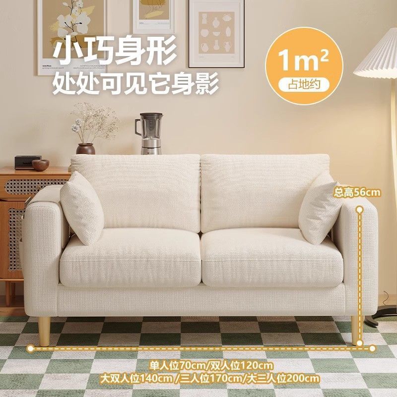 Fabric Sofa Living Room Rental Bedroom New Double Sofa Simple Modern Internet Celebrity Single Small Apartment Sofa