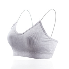 Sexy threaded no-wire beautiful back bra for girls with thin straps camisole with padded bandeau and breast-wrapped sports bra