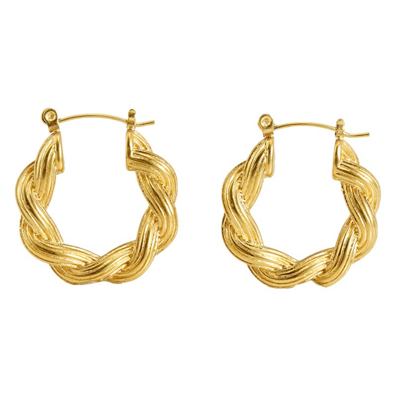 Pendientes de Acero de Titanio con Diseño en Espiral, Estilo Geométrico, Chapados en Oro de 18K, para Mujer, Venta al por Mayor