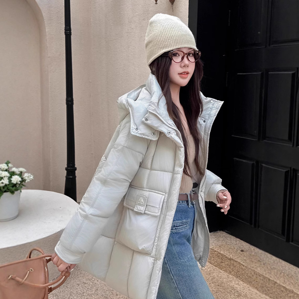 清仓特价正品中长款连帽棉服2025女冬季新款休闲百搭保暖加厚外套