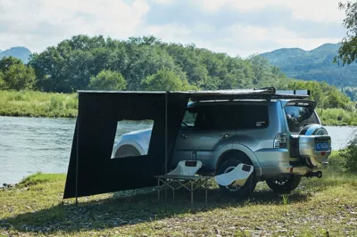 vinyl canopy camping tent, Avtomobil yan çətirləri - aluminum-box-with-light-side-cloth-with-window-1-1625
