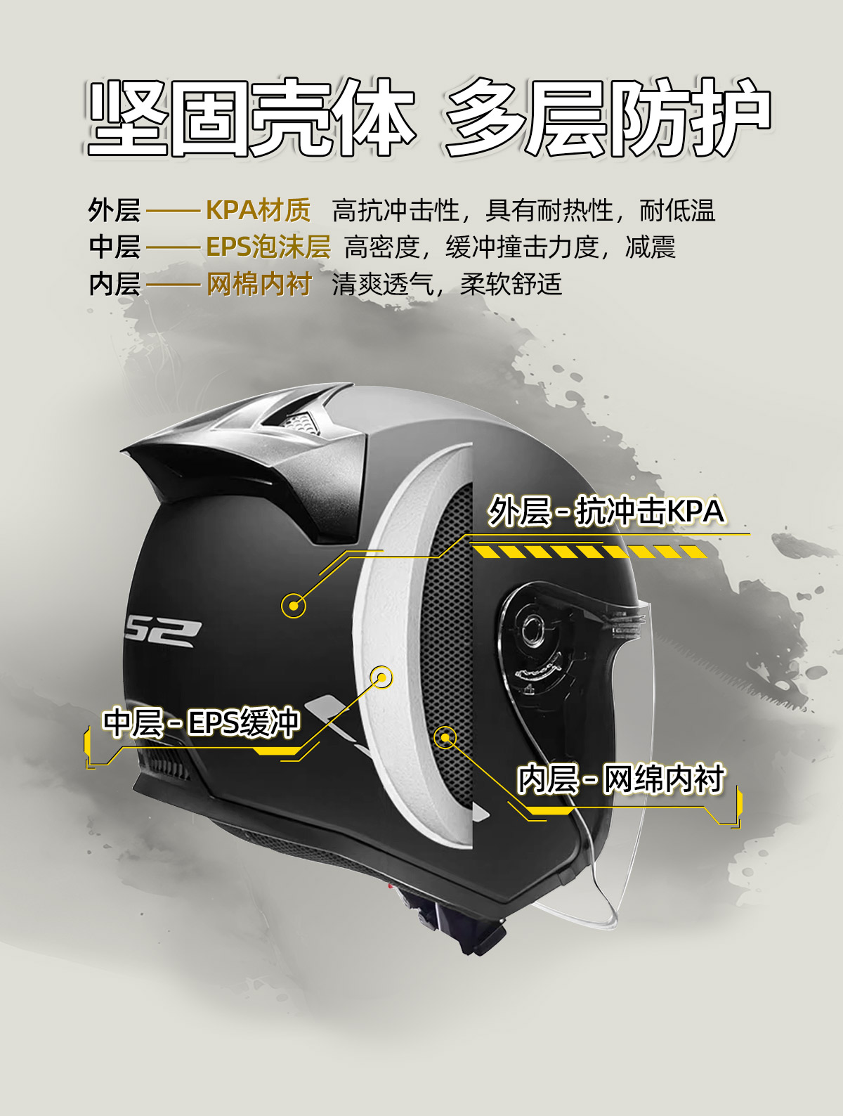 LS2 Summer Motorcycle Half Helmet Large Size