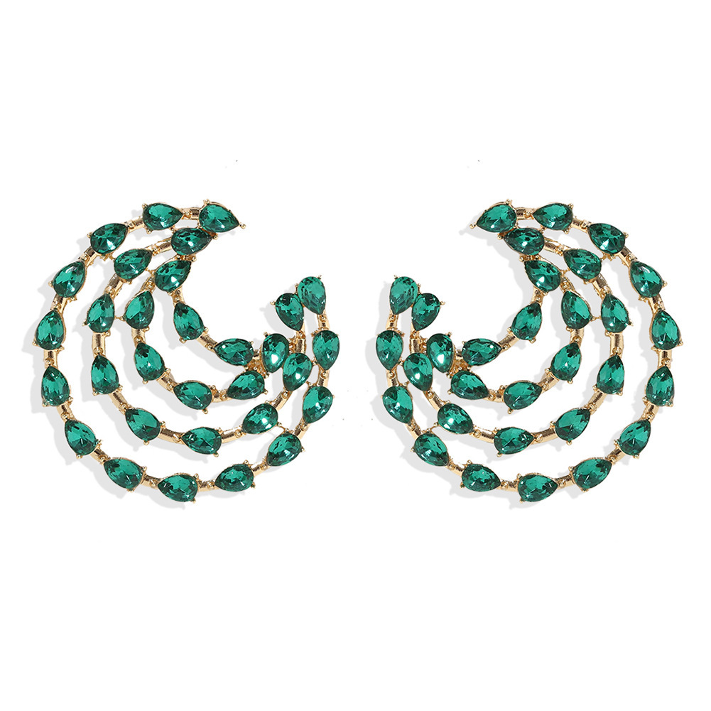 Wholesale Fashion Colorful Full Diamond Multi-layer C-shaped Earrings Nihaojewelry display picture 5