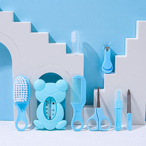 Baby Care Supplies Baby Bath Water Thermometer 8-Piece Set Baby Safety Soft Bristle Comb Brush Nail Trimmer
