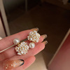 Fashionable silver needle, beads from pearl, fresh cute earrings, flowered, internet celebrity