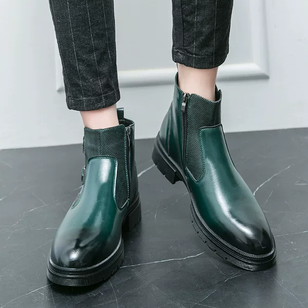 Cross-Border Large Size Boots for Men 39-46 High-Top British Double-Buckle Slip-On Leather Boots 2025 Autumn and Winter Short Boots