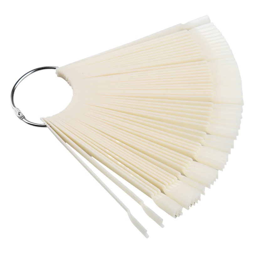 Special cross-border 50-color fan-shaped color card practice nail 50 long French pointed nail fan-shaped nail art tools