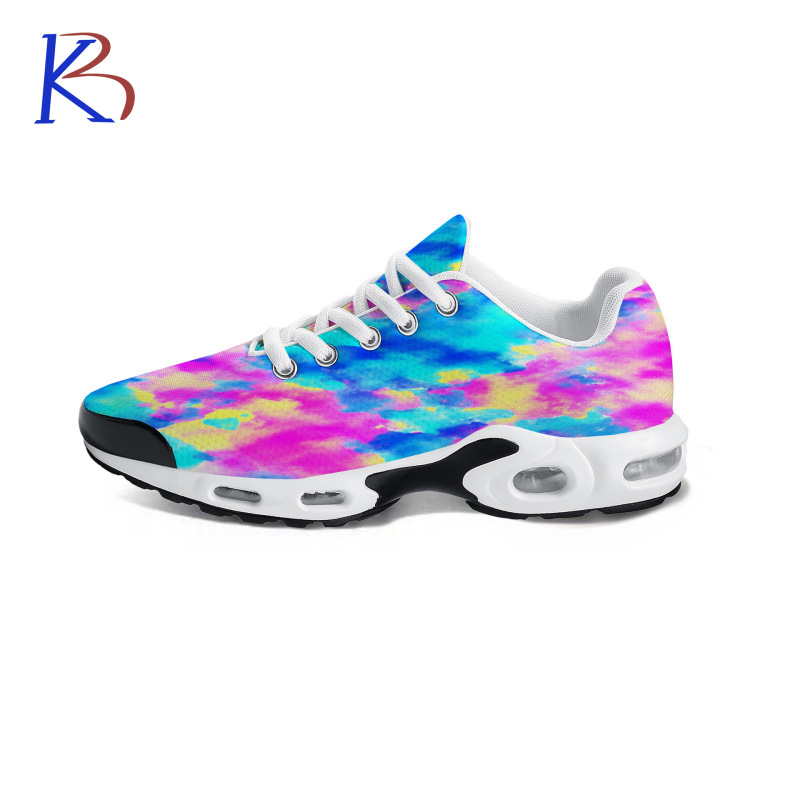 Pod Cross-Border Tie-Dye Rainbow Pattern Custom Air-Cushioned Tennis Shoes Sneakers Running Shoes 3D Printed Breathable Mesh Surface Pod Cross-Border Tie-Dye Rainbow Pattern Custom Air-Cushioned Tennis Shoes Sneakers Running Shoes 3D Printed Breathable Mesh Surface