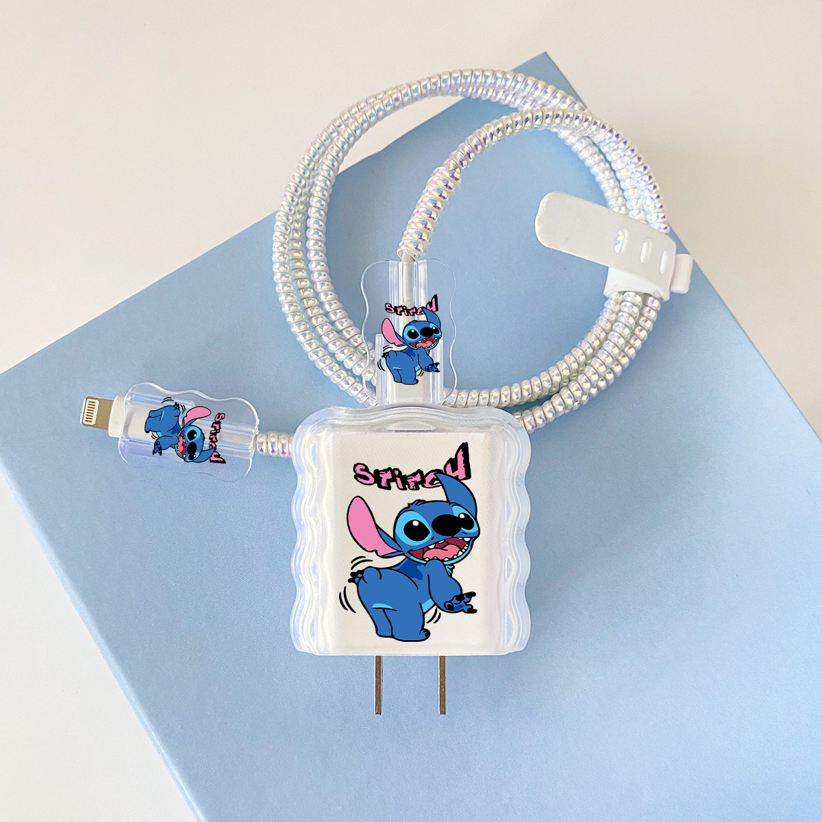 Apple 20w-A10 스티치 오버레이 헤드기어 + 물결선 클립 + 1m 레이저 흰색 로프 + 흰색 스트랩