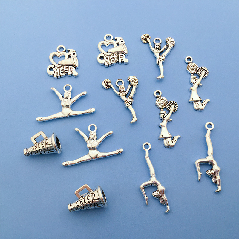 Mezclado 60 aleación porristas joyería colgante atletas pequeños accesorios creativo DIY pulsera collar Accesorios