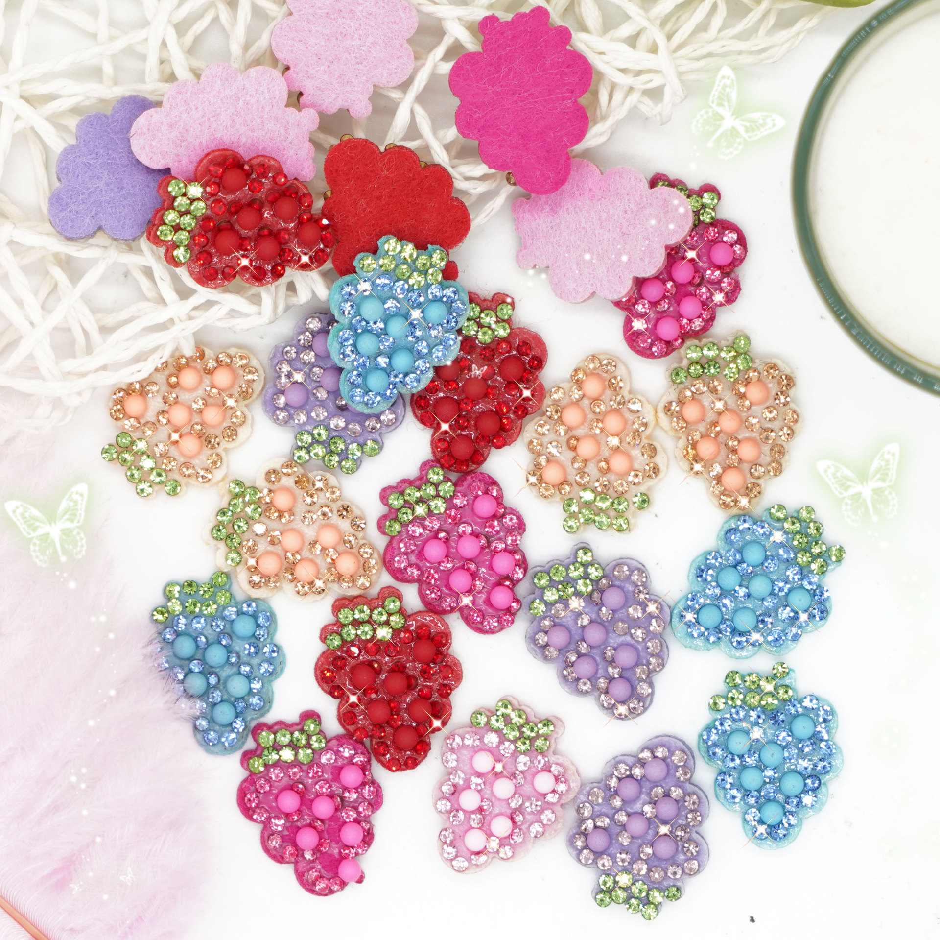 厂家直供葡萄烫钻烫图无纺布底水钻贴水果烫钻贴diy发夹发圈装饰