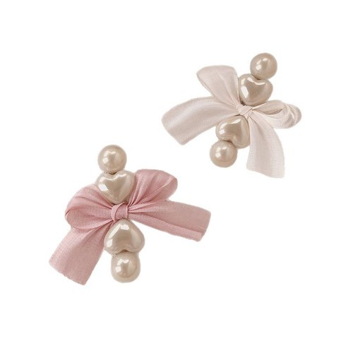 Sweet Highlight Pearl Bow Hairpin Love Duck Bite Clip Women's High-end Side Band Clip Hair Card
