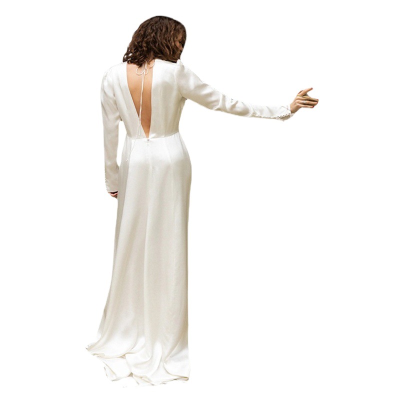 2024 primavera nueva cintura francesa adelgazamiento profundo cuello en V Comercio exterior AliExpress Venta caliente vestido de banquete image 1