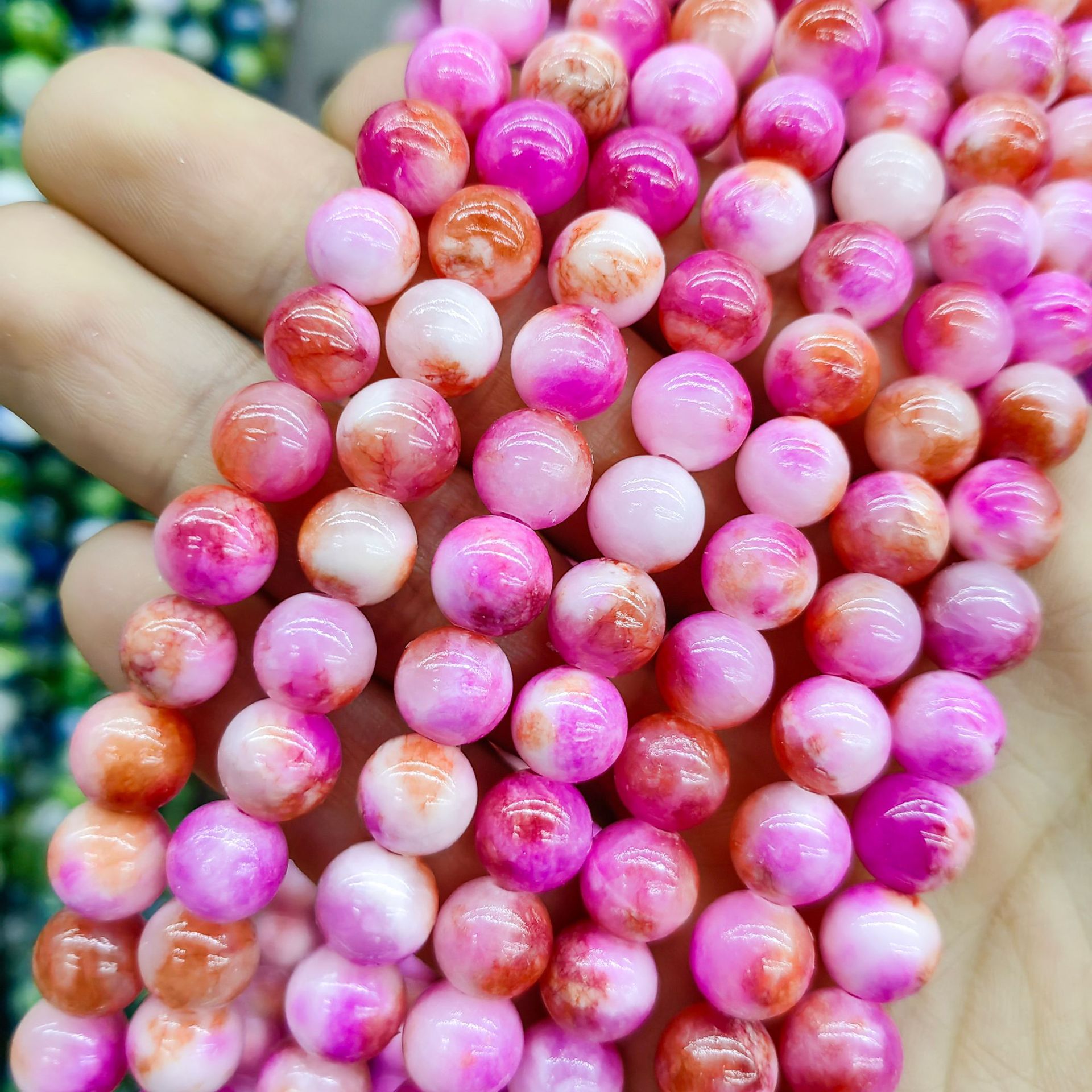 Jade persa natural optimizado multicolor color Calcedonia cuentas redondas cuentas sueltas semiacabados accesorios de joyería de DIY al por mayor image 7
