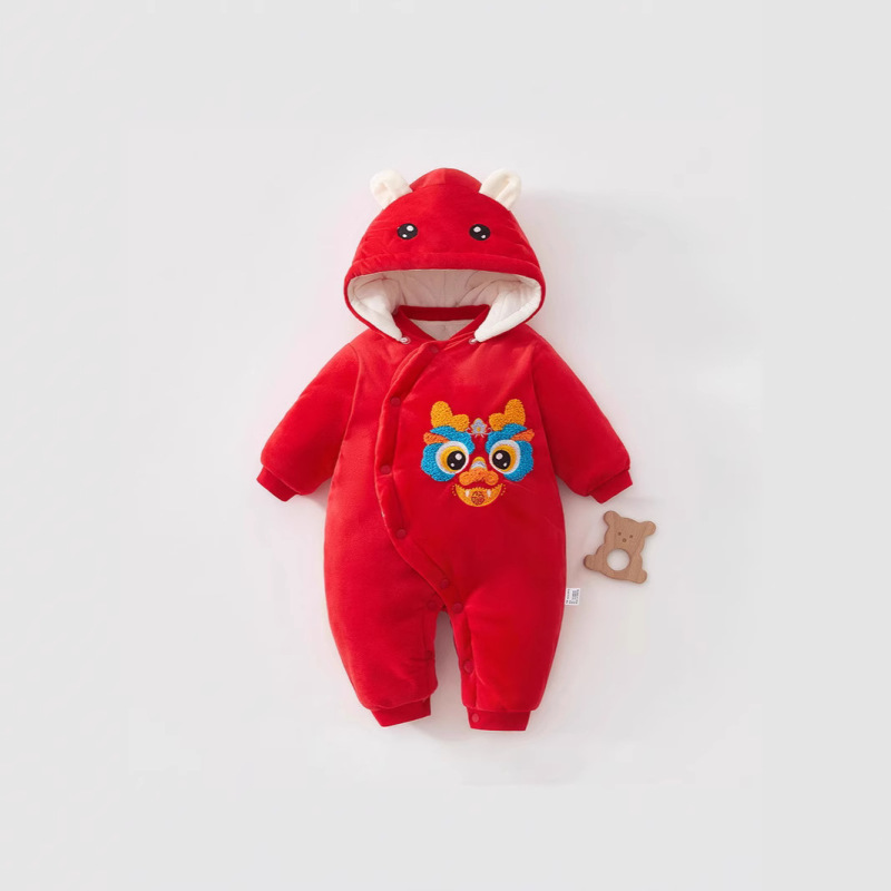 New Year's Clothing Baby's New Year's Greeting Clothing One-body Clothing Climbing Clothing Ha-clothes Dumb Cute Year of the Snake Ping An Men's Treasure Women's Treasure Ha-clothes